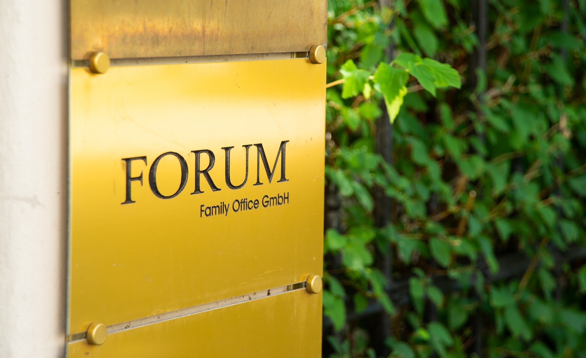 Forum Family Office sign at the entrance in Munich
